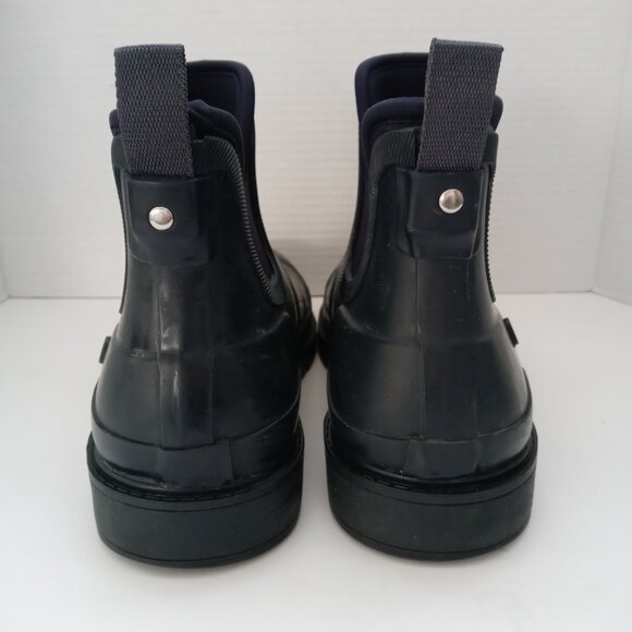 Hunter Navy Blue Ankle Booties Rubber Original Wellie Galosh Rain Boots Women 7 - Picture 7 of 16